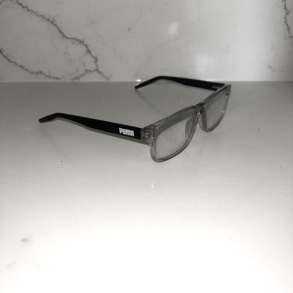 Puma PJ0046CC Clear Grey Black Rectangular Eyeglasses - Frames Only - 51-14-130